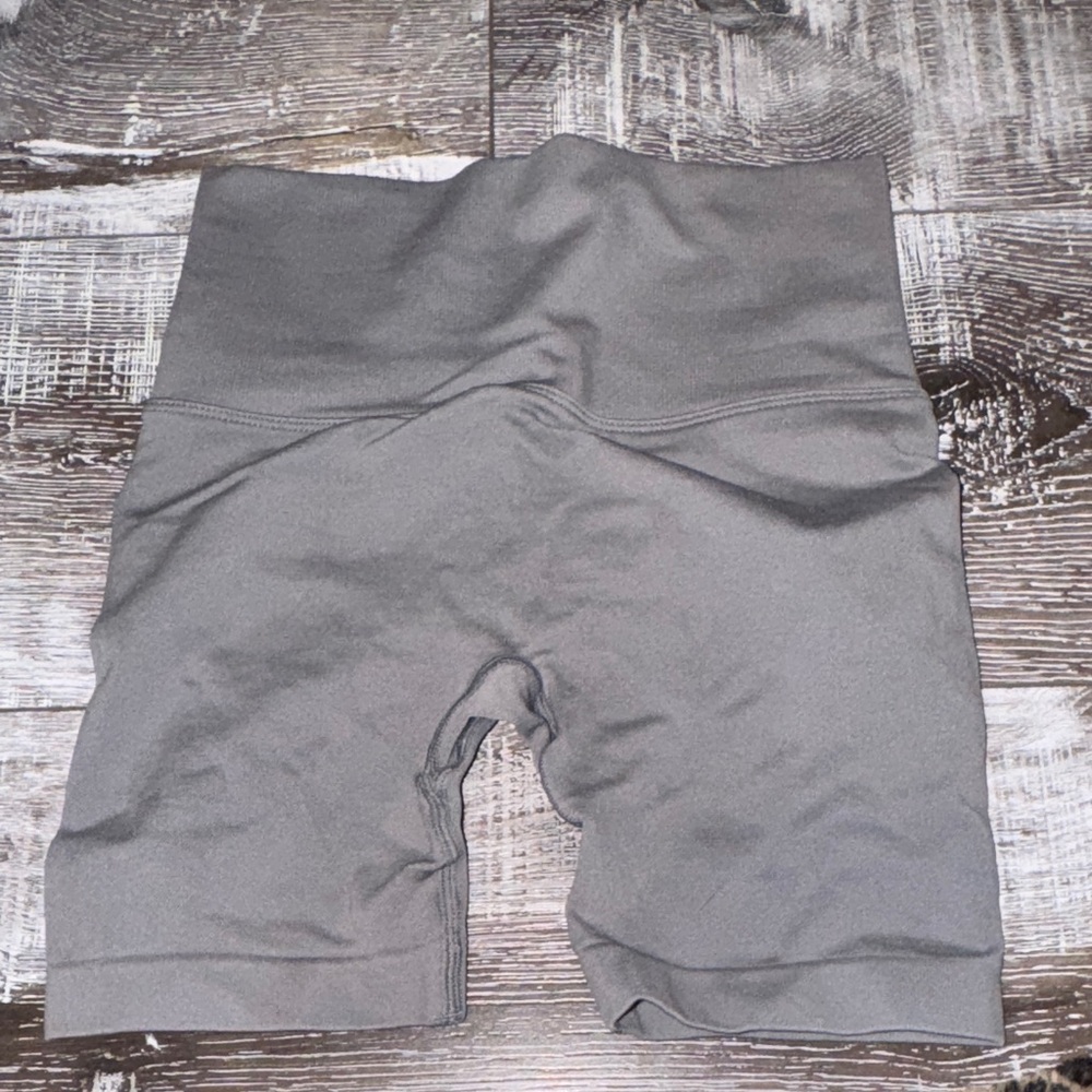 Gray High-Waisted Biker Shorts
